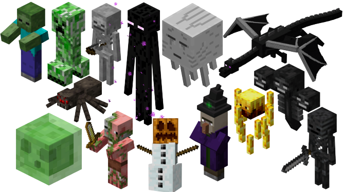 Minecraft Monsters (Minecraft Hostile Mobs) - All Minecraft mobs and monsters 2021| Best mobs in Minecraft .