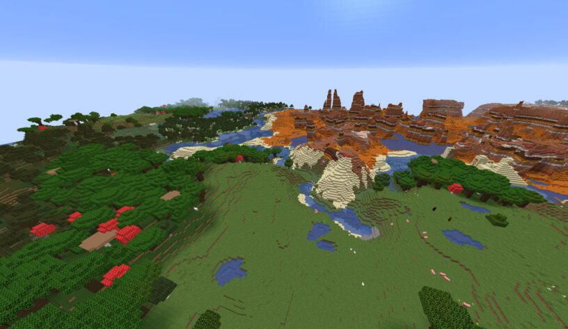 Many Biomes At Spawn and Huge Mesa