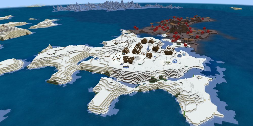 Frozen Mushroom Island - Top 5 Best Bedrock Island  Seeds 1.17.1 / 1.16.5 for Minecraft