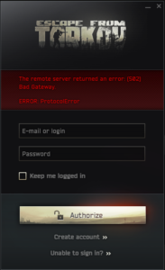 Escape from Tarkov bad gateway