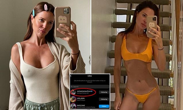 During a day out on a luxury yacht, Michael Clarke was caught admiring stunning artist Dina Broadhurst's explicit bikini photographs, as well as a snap of her entirely naked