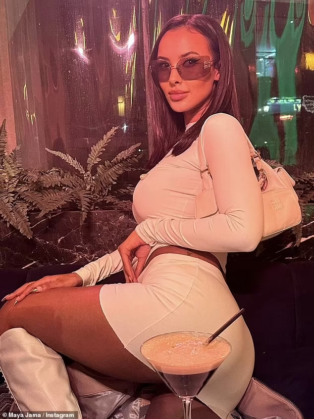 Maya Jama, host of Love Island, turns heads by flaunting her curves in a figure-hugging white co-ord and knee-high leather boots