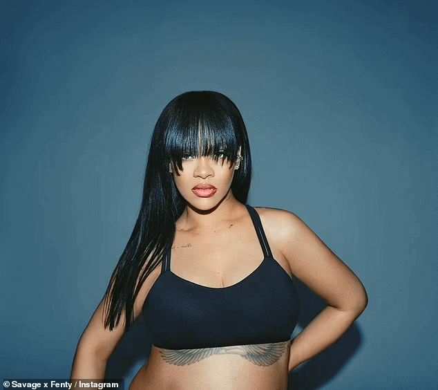 During the shoot for Rihanna's sports bra line, she shows just a hint of her pregnancy belly