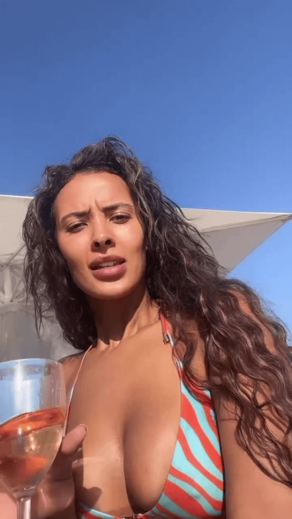 Maya Jama left her followers in awe by sizzling in a plunging bikini, while she performed a rap performed by contestants Whitney and Tyrique last week.