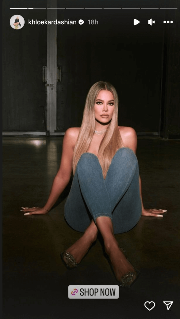 Reality star Khloe Kardashian took to Instagram with a very racy topless photo to promote her denim line and show off her incredible figure.