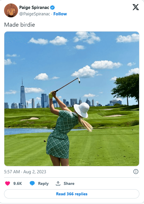 Paige Spiranac, feels comfortable on the course in a tight mini skirt, and she does not intend to switch to more 'appropriate' clothes