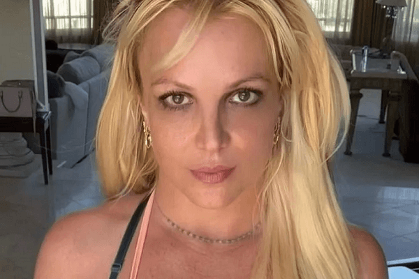 In a plunging gown, Britney Spears showed off her iconic curves as she flashed her bra
