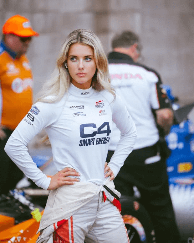 In a racy Instagram post, racing driver Lindsay Brewer shares how she spent her summer vacation with her 2.4million Instagram followers.