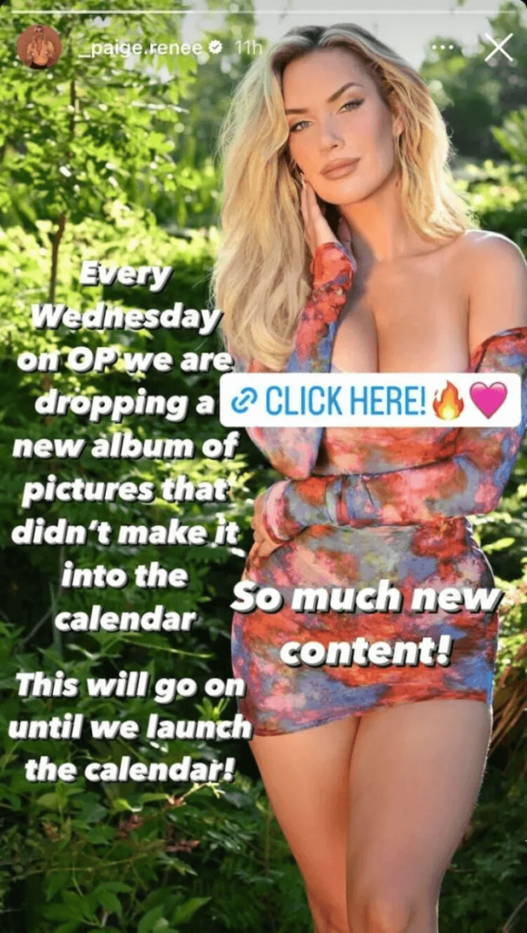Throughout her social media accounts, Spiranac showcased her calendar and brand partnership, including an Instagram story where she revealed her new 2024 calendar.