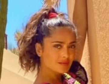 A see-through dress shows off Salma Hayek’s incredibly youthful figure after she reveals a secret talent in Mexico