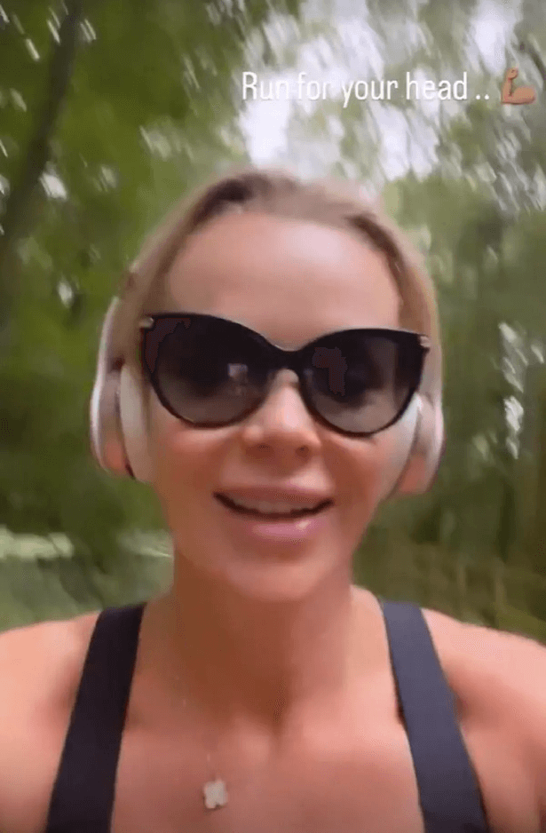 As she runs in skintight workout gear, Amanda Holden demonstrates her ageless beauty