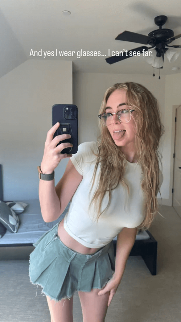 A white top, a skirt, and rarely-seen spectacles adorned Charis' Instagram account for her 1.6 million followers.