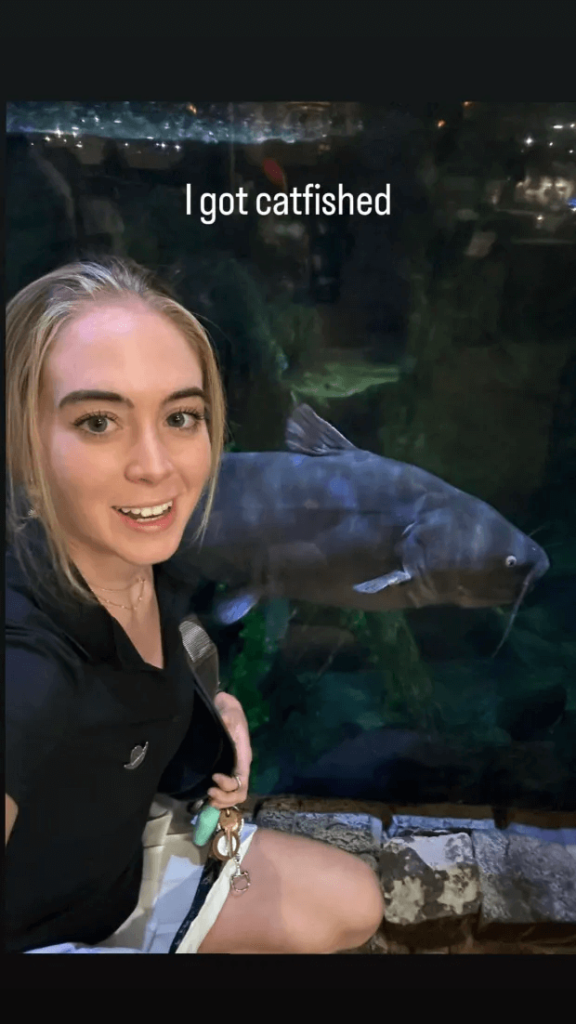 In addition, Grace joked she had been "catfished" at an aquarium after confronting the fish directly.