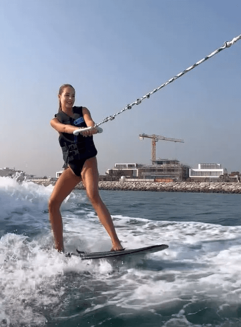 After sharing a video of herself wakeboarding in the clear blue ocean, she captioned it: "I think I'm gonna go pro."