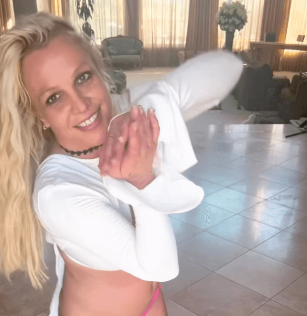 In a new dancing video, Britney Spears ditches her sharp knives after the police were called to her home 