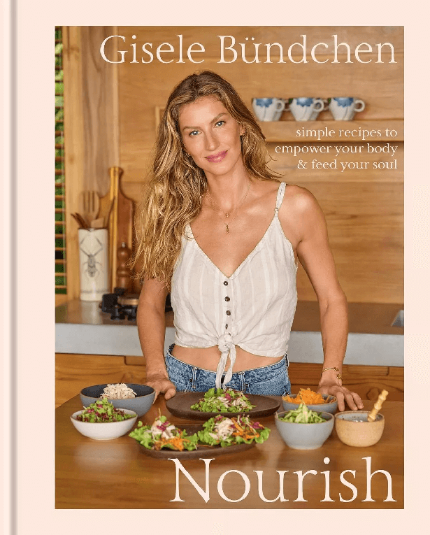 A teeny bikini ad featuring Gisele Bundchen showed off the benefits of healthy eating ahead of the launch of her own cookbook.