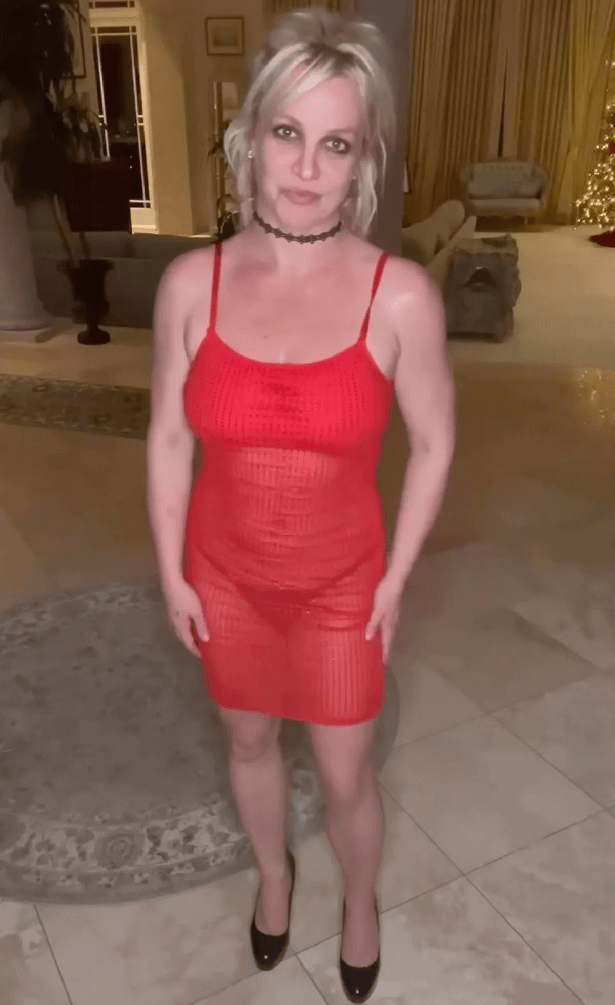 Britney Spears recently posted a video in which she wore a a see-through red gown that demonstrated her sensational curves.