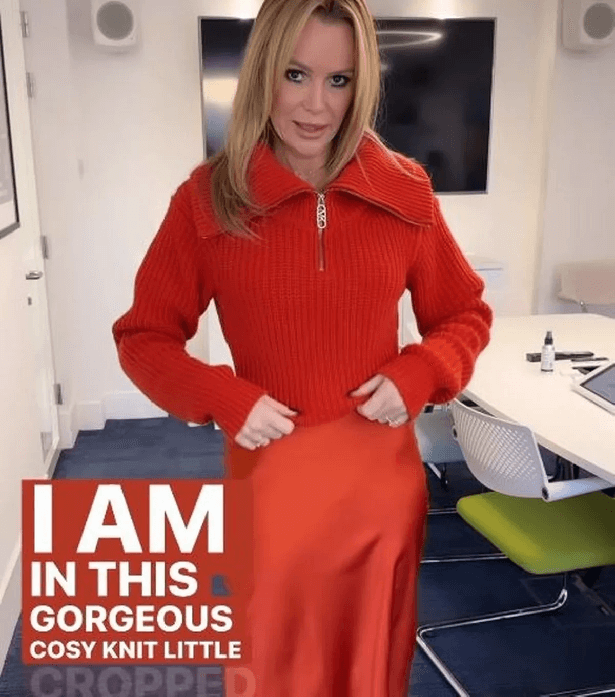 An outfit malfunction leads to Amanda Holden accidentally flashing boobs out of her silk orange dress