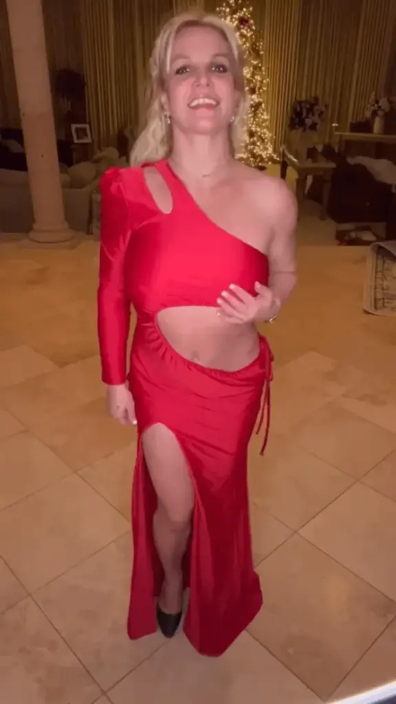 Last month, Britney Spears shared a seductive holiday-themed dance video in a dangerously cutout red dress.