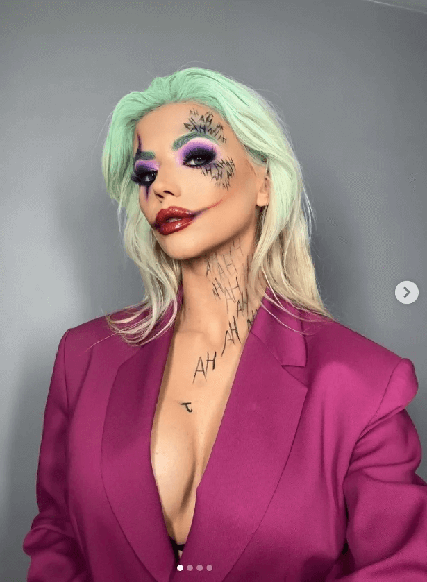 After going braless and letting her cleavage peek through her wide-open plunging purple blazer, Danielle Harold left fans reeling from her latest sizzling snap.