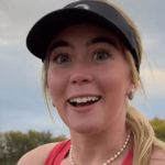 Gracie Charis suffers wardrobe malfunction as she stands in a tiny red top and tight bottoms and says “it’s cold.”