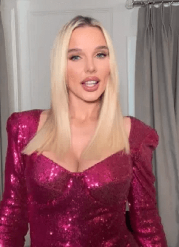 Helen Flanagan posed in a plunging pink dress with sparkly details in a sizzling new picture