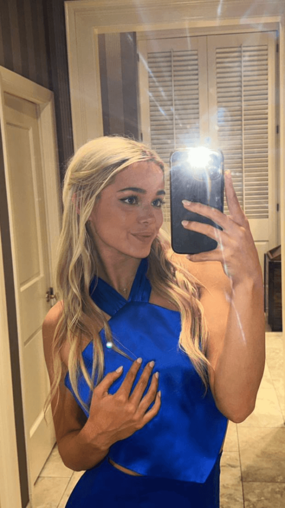 In a blue dress, Olivia Dunne made fans swoon as she posed with boyfriend Paul Skenes