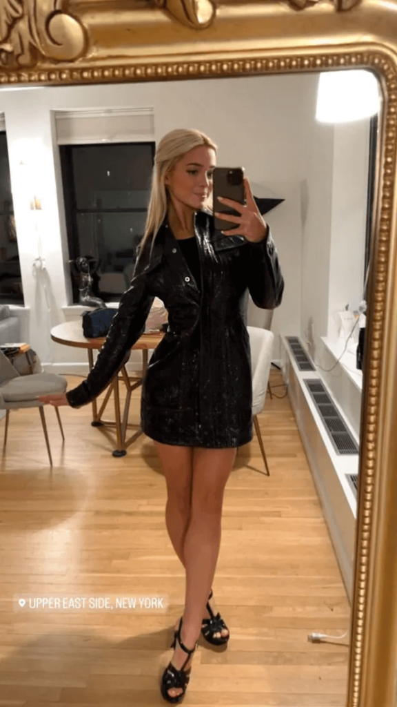 In a new Instagram post, she shared a photo of herself looking figure-fitting in an all-black leather jacket and heels.