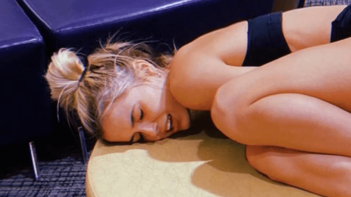 A behind-the-scenes photo show Olivia Dunne passed out in underwear in a glimpse into her exhausting lifestyle