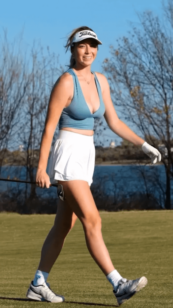 It was accompanied by shots of Charis teeing off as well as shots of her strolling around the course in the sun. The caption of the post was "Texas golf >."