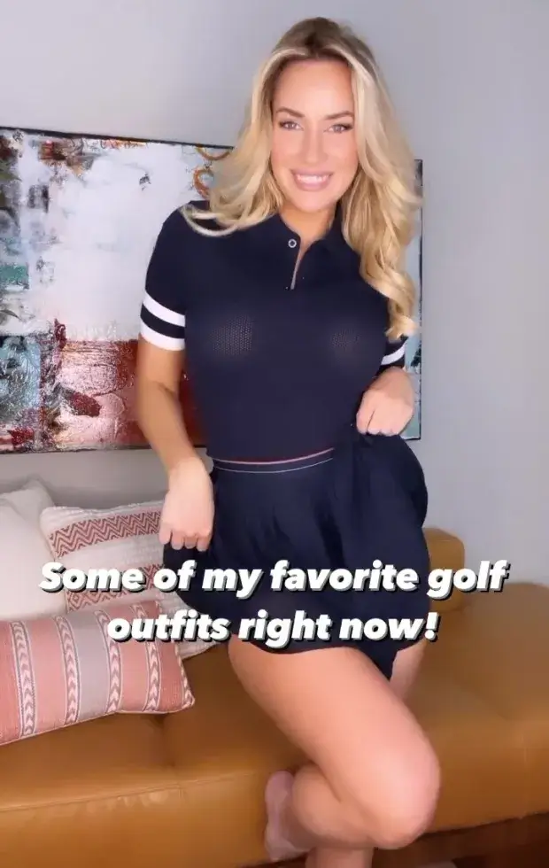 In a see-through top during a try-on for a golf outfit, Paige Spiranac wowed fans.