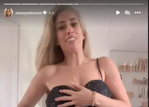 Braless Stacey Solomon, 34, nearly flashes fans in plunging gown and muses ‘can I pull this off’