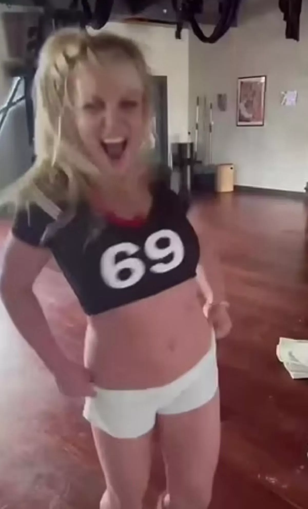 Britney Spears was seen dancing in a video last month wearing a midriff-baring crop top and white hot pants.