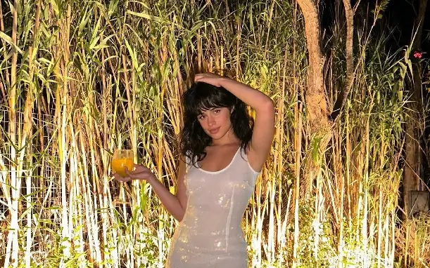Camila Cabello, 27, spilled out of her blue bra as she shared a sultry close-up selfies of her chest