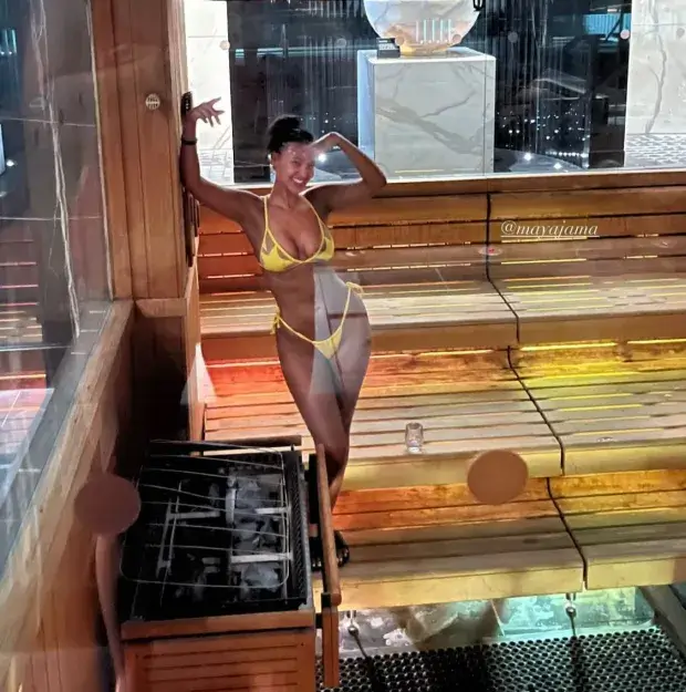 On a lavish spa day, Maya Jama stripped down to a yellow tiny bikini. Stormzy, her rapper boyfriend, treated the Love Island presenter to a blissful day of relaxation.