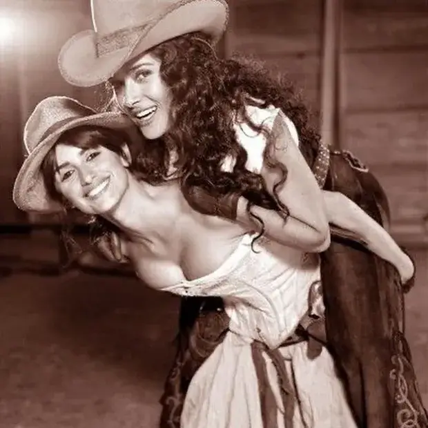 She also included two photos from Bandidas, a 2006 Western comedy in which she and Penelope Cruz were both dressed in country wear.