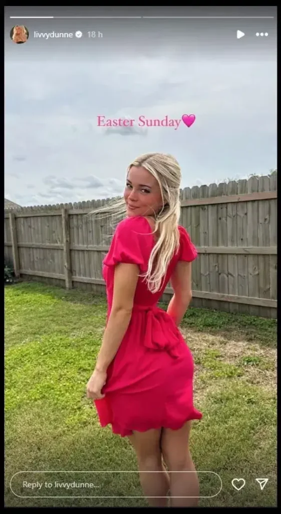 In her latest Instagram post, college gymnast Olivia Dunne shared an inside look at her Easter Sunday outfit, stunning fans.