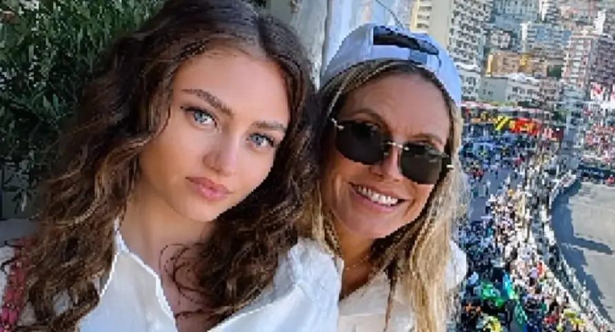 Heidi Klum ‘Shameless’ In Braless Open White Jacket With Her Daughter Leni