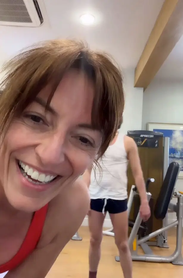Davina McCall looked incredible during workout video, showing off her stunning physique in a plunging top and tiny shorts