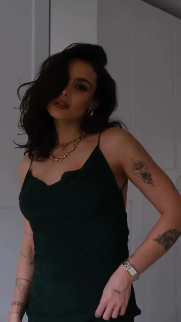 Fans are left speechless by Jade Leboeuf's braless outfit in a glamorous black dress while she flashes underwear on camera