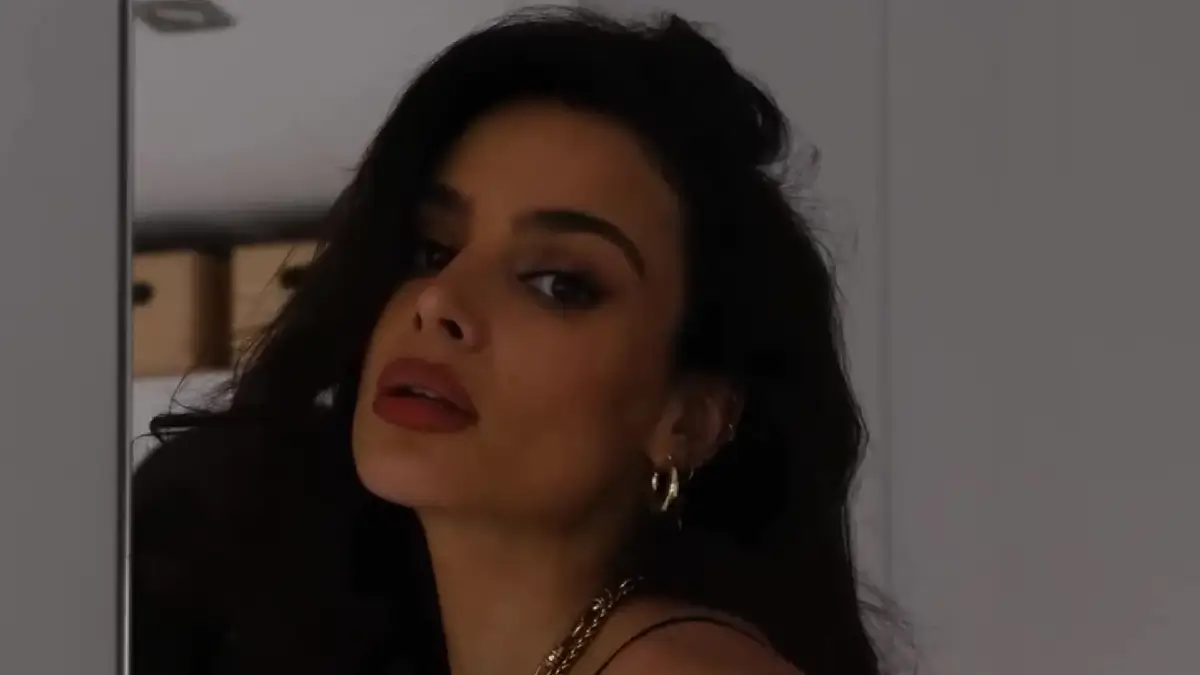 Braless Jade Leboeuf posted a cheeky video of herself flashing her underwear in elegant black dress