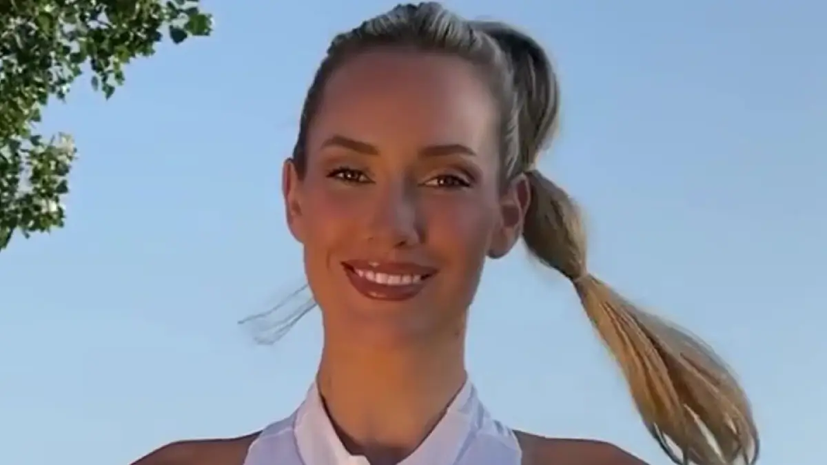 In a white top and skirt combo, Paige Spiranac risks a wardrobe malfunction when she records ‘greatest golf swing video of all time’.