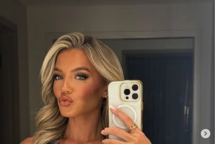 A semi-sheer black sequin embellished dress framed Molly Smith’s glamorous figure as she shared snaps from Las Vegas