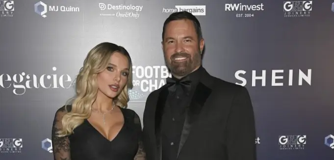 Helen Flanagan, 34, stuns in see-through dress as she cosies up to boyfriend Robbie at charity football gala