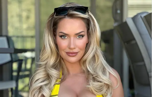 Paige Spiranac sported a stunning yellow-and-black checked bikini that highlighted her toned and athletic figure
