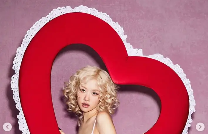 Blackpink’s Rosé stunning in velvet slipdresses and lace-trimmed loungewear adorned with charming heart designs