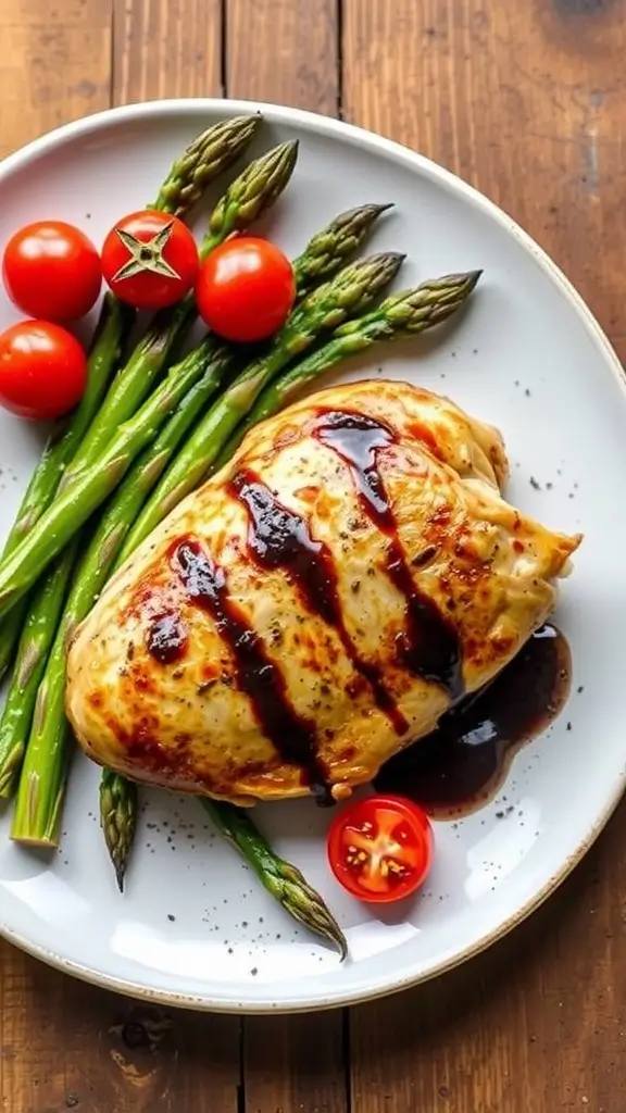 Balsamic Glazed Chicken with Asparagus and Cherry Tomatoes