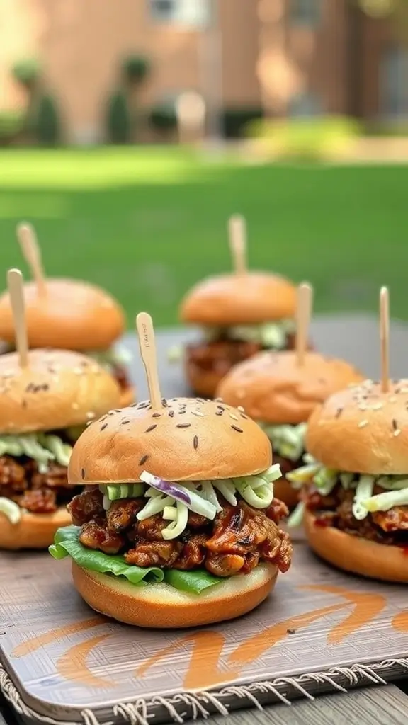 BBQ jackfruit sliders on a serving platter