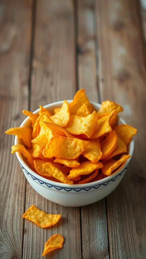 A bowl filled with crispy cheese snacks