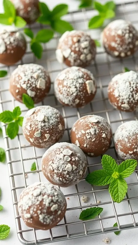 Energy Oatmeal Balls with cocoa and mint flavor